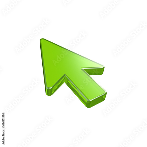 3D render click pointer cursor arrow icon on transparent background