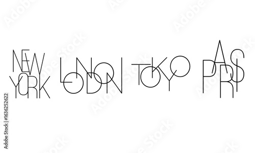 New York city, London, paris, japan typography t shirt print design, City abstract art design for fashion, top, dress, graphics, slogan tee, posters and others. 