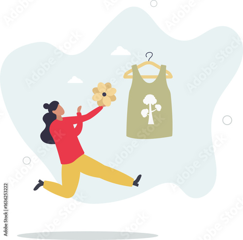 buying recycling eco friendly clothes and textile consciously. Conscious consumption,human life.
