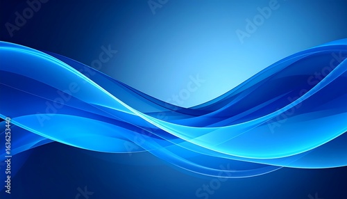 Abstract Blue Waves Flowing with Light and Shadow, Creating a Dynamic and Serene Composition