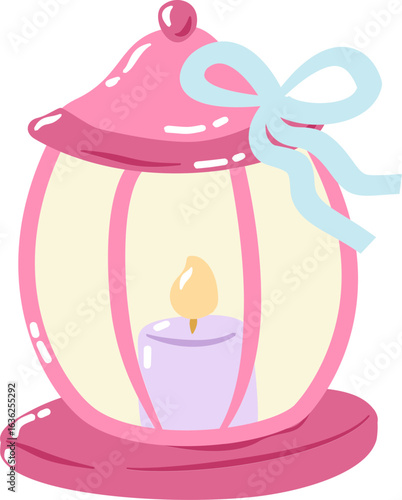 taper with ribbon and bow in a cute vector illustration style