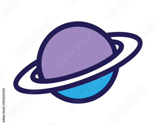 A colorful cartoon planet saturn isolated on white background Ai Generated