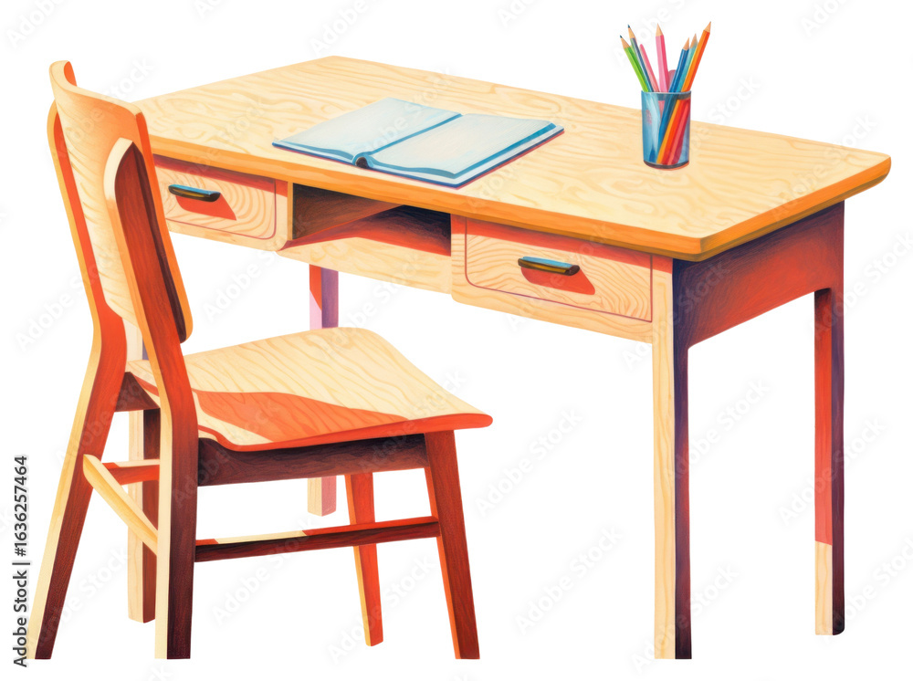 Fototapeta premium PNG Desk furniture pencil table.