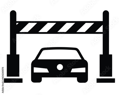 A car stopped at a barrier isolated on white background Ai Generated