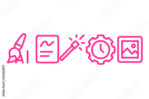 Creative tools and elements used for digital design and project management during modern work sessions in a vibrant workspace