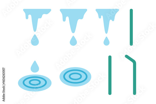 Visual representation of water droplets and ripple effects on a simple background showcasing fluid dynamics