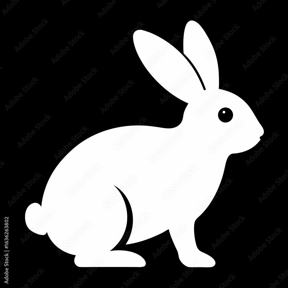 Obraz premium white rabbit on black background