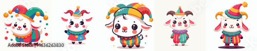 cute goat vector in clown costume