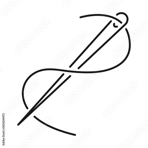 needle and thread line vector icon