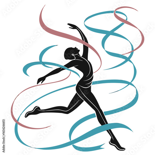 Elegant Human Dance Silhouette Vector – Modern Artistic Pose Illustration