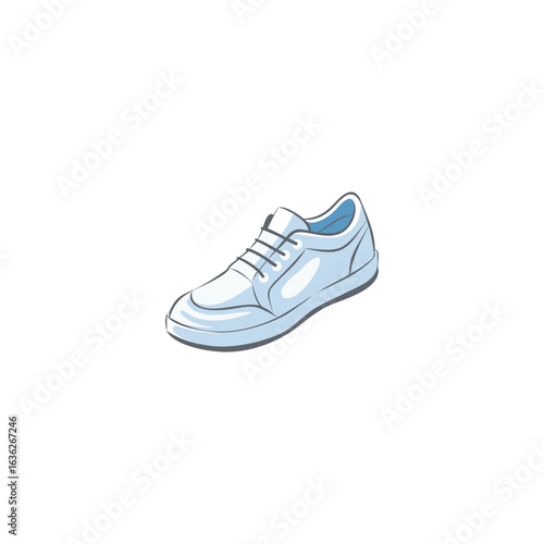 Stylish white sneaker with laces isolated on white background