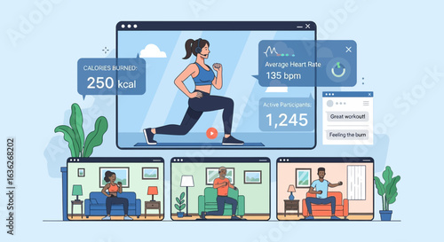 Online Fitness Class Bringing People Together Through Virtual Exercise Sessions