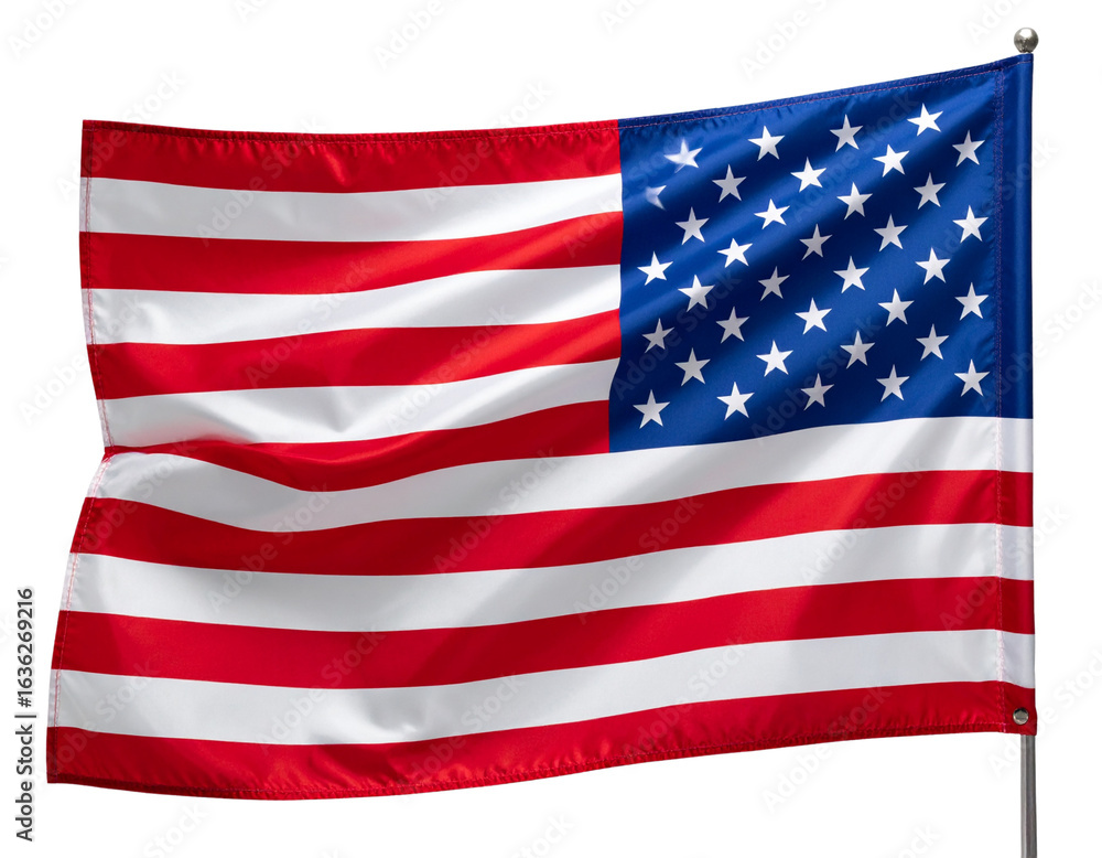 Naklejka premium United States Flag Waving in Wind, High-Detail Fabric Texture