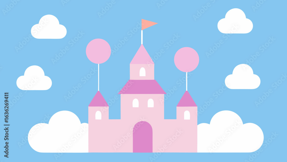 Fototapeta premium cloud castle birthday cotton candy background