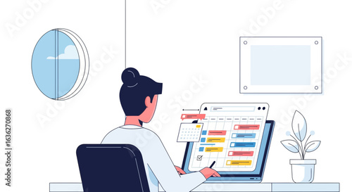Young Professional Woman Managing Schedule Online At Home