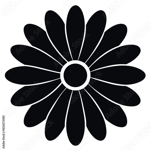 Black Rounded Daisy Flower Vector