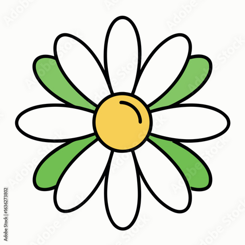 Cartoon Style Daisy Vector