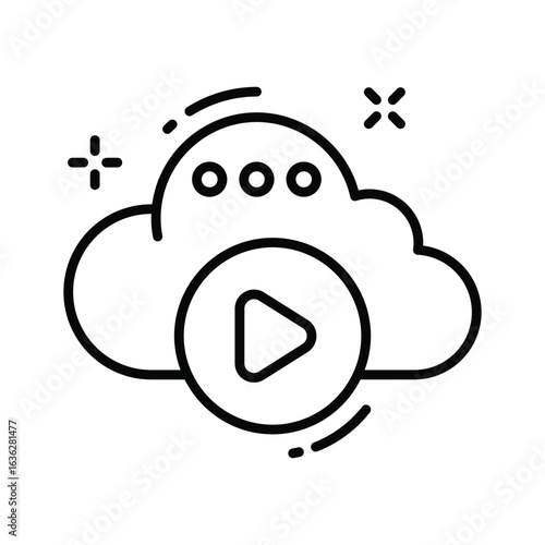 Well crafted linear icon of cloud media content