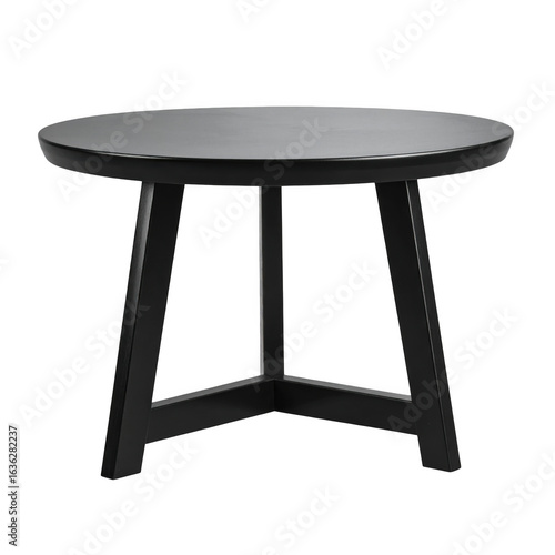  Black mini round table isolated on transparent background