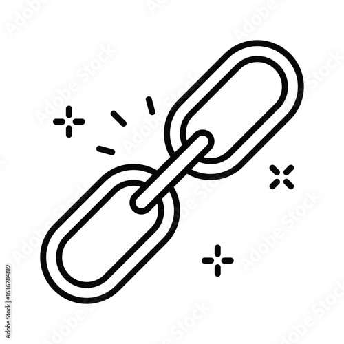 Well designed outline icon showing a network link line