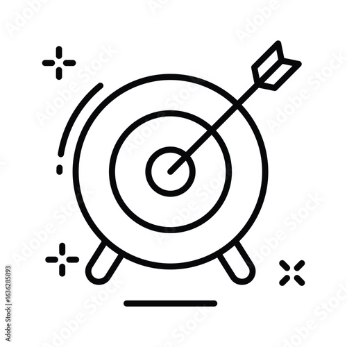 Trendy outline icon of target metrics and growth chart