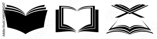 Book icon set vector illustration. Open book icon pictogram set. Open Magazine Icons.