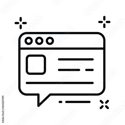 A handy linear icon of live web chat bubble