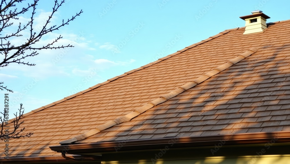 Fototapeta premium Close-up view of a terracotta-colored roof.