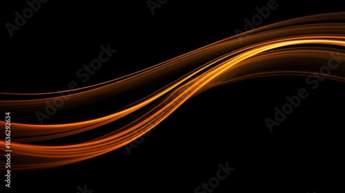 Abstract design of flowing orange lines against a black background.