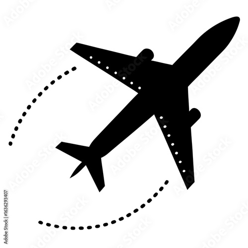 Airplane taking off black simple silhouette vector illustration
