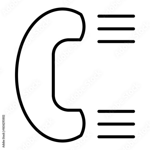 Outlined black glyph depicts a phone receiver with three horizontal lines next to it. Line design indicates a call menu or phone-related options.