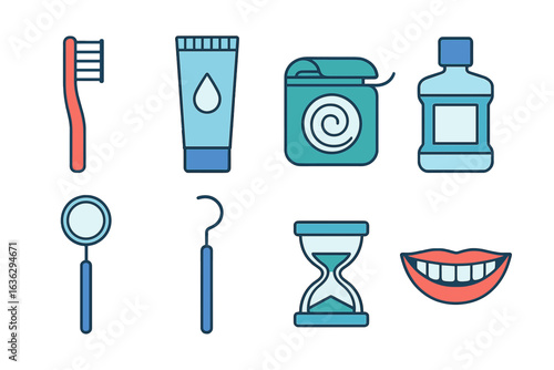 Essential dental hygiene tools displayed in a minimalist design for oral care routines