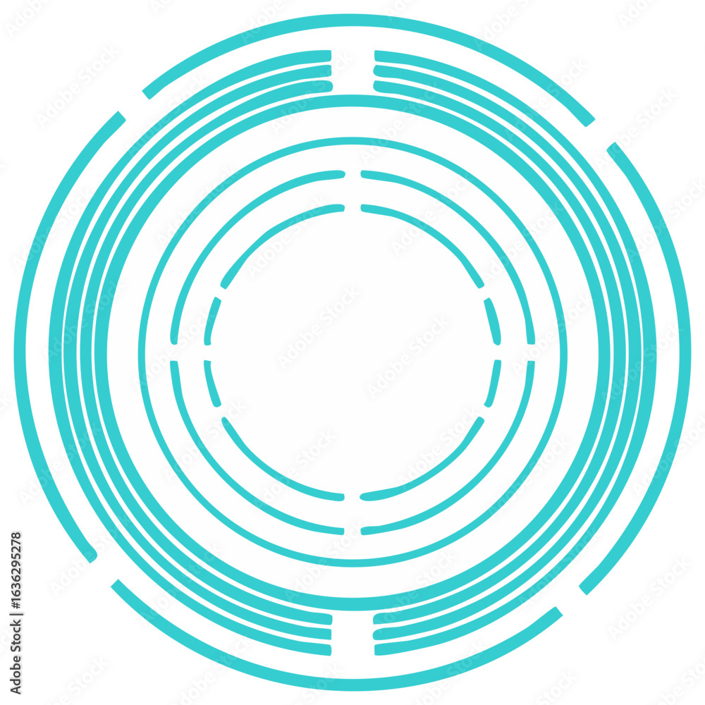 Obraz premium Abstract Teal Circular Futuristic Geometric Design Element