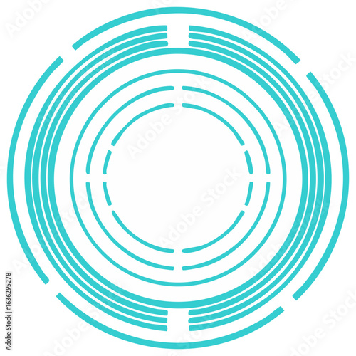 Abstract Teal Circular Futuristic Geometric Design Element