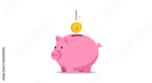A piggy bank filled with gold coins illustrates saving money for future financial goals and investments