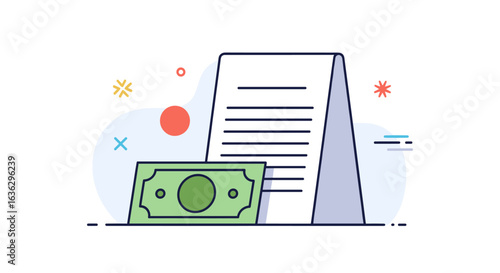 Modern flat design illustration of financial document and cash for business and accounting concepts