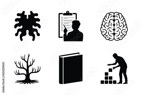 Abstract shape brain tree clipboard person building blocks vector
