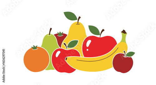A vibrant assortment of fresh and healthy fruits including apples bananas pears oranges and tomatoes offering a delightful visual representation of natural goodness