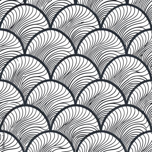 A seamless vector pattern with a vintage floral and geometric spiral design, perfect for textile or wallpaper decoration