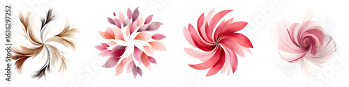 Abstract Watercolor Flower Designs Set Isolated on White