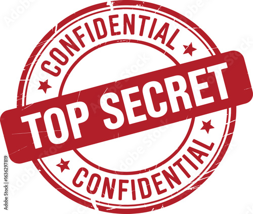 Confidential Stamp Vector – Red Circular Seal with “Top Secret” Text in Bold