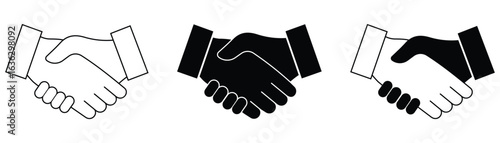 Silhouette of handshake icon. Handshake icon set. Business contact agreement handshake. Vector illustration.