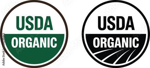 USDA Organic Certification Logos – Green and Black Circular Badges for Food Packaging