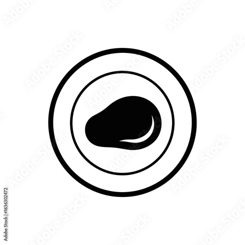 Illustration of a piece of meat on a plate isolated on white background