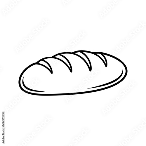 Illustration of a loaf of bread isolated on white background, showcasing its crust and texture