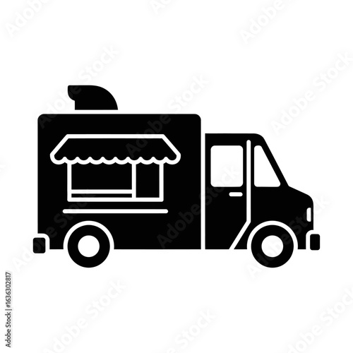 Food truck icon, a mobile restaurant, isolated on white background