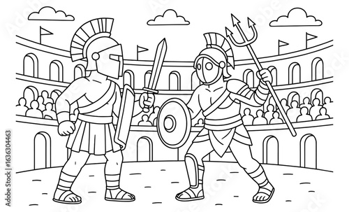 Ancient warriors clash in epic roman gladiator battle scene