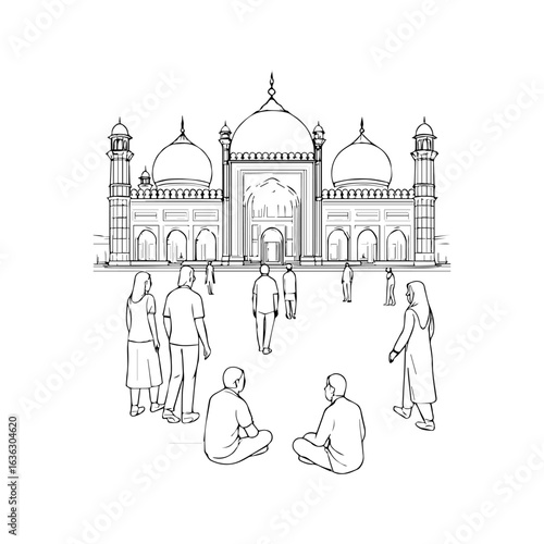 badshahi masjid icon vector  