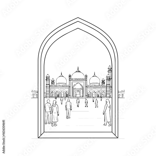 badshahi masjid icon vector 