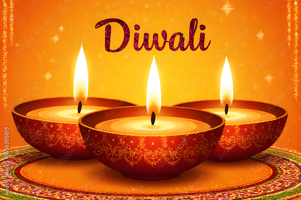 Diwali, Deepavali Hindu festival of lights. Diya lamp lit on black, copy space Diwali, Deepavali Hindu festival of lights. Diya lamp lit on black, copy space